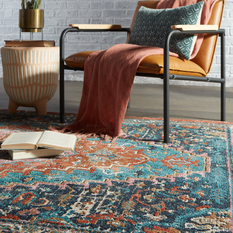 Marielle Medallion Blue & Rust Area Rug