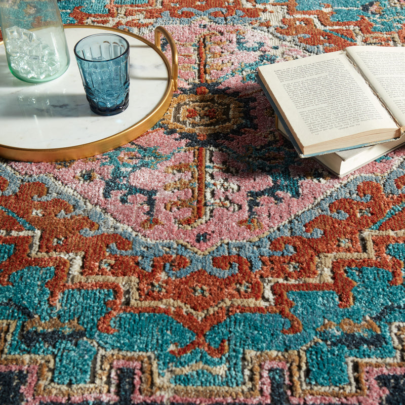 Marielle Medallion Blue & Rust Area Rug