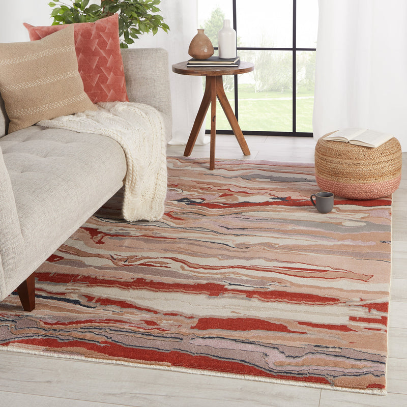 Jolene Abstract Pink & Red Area Rug