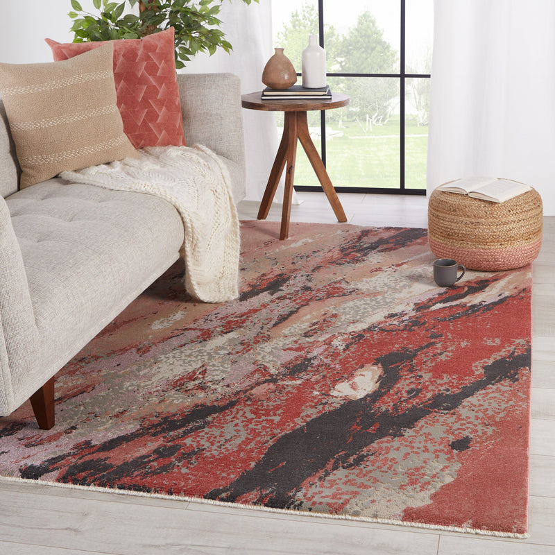 Emeline Abstract Pink & Red Area Rug