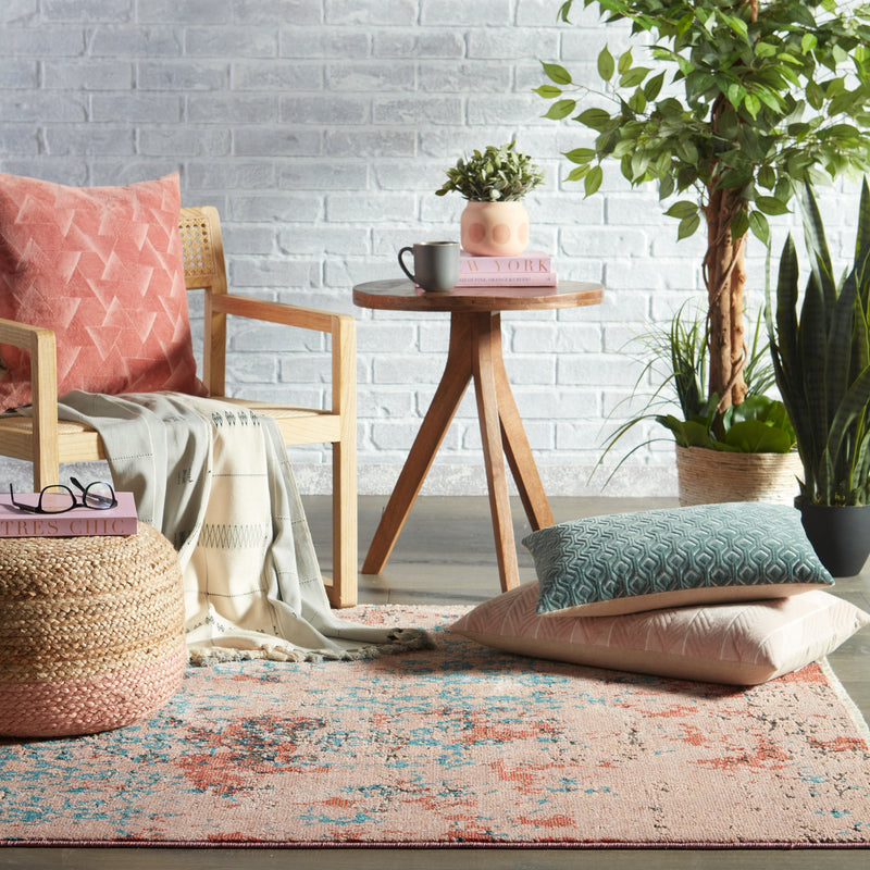 Zea Trellis Pink & Teal Area Rug