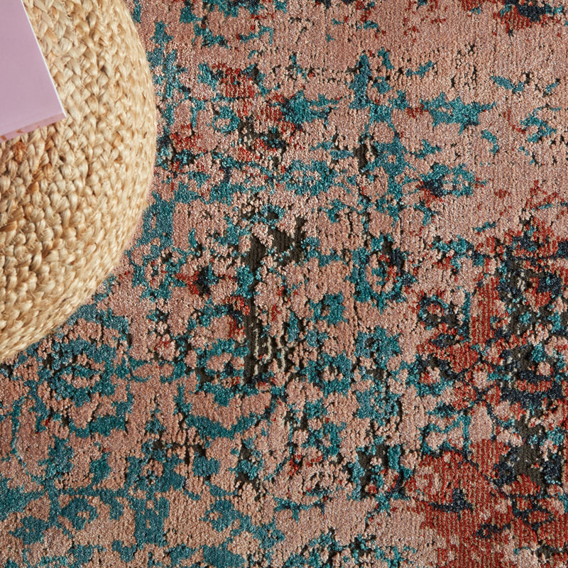 Zea Trellis Pink & Teal Area Rug