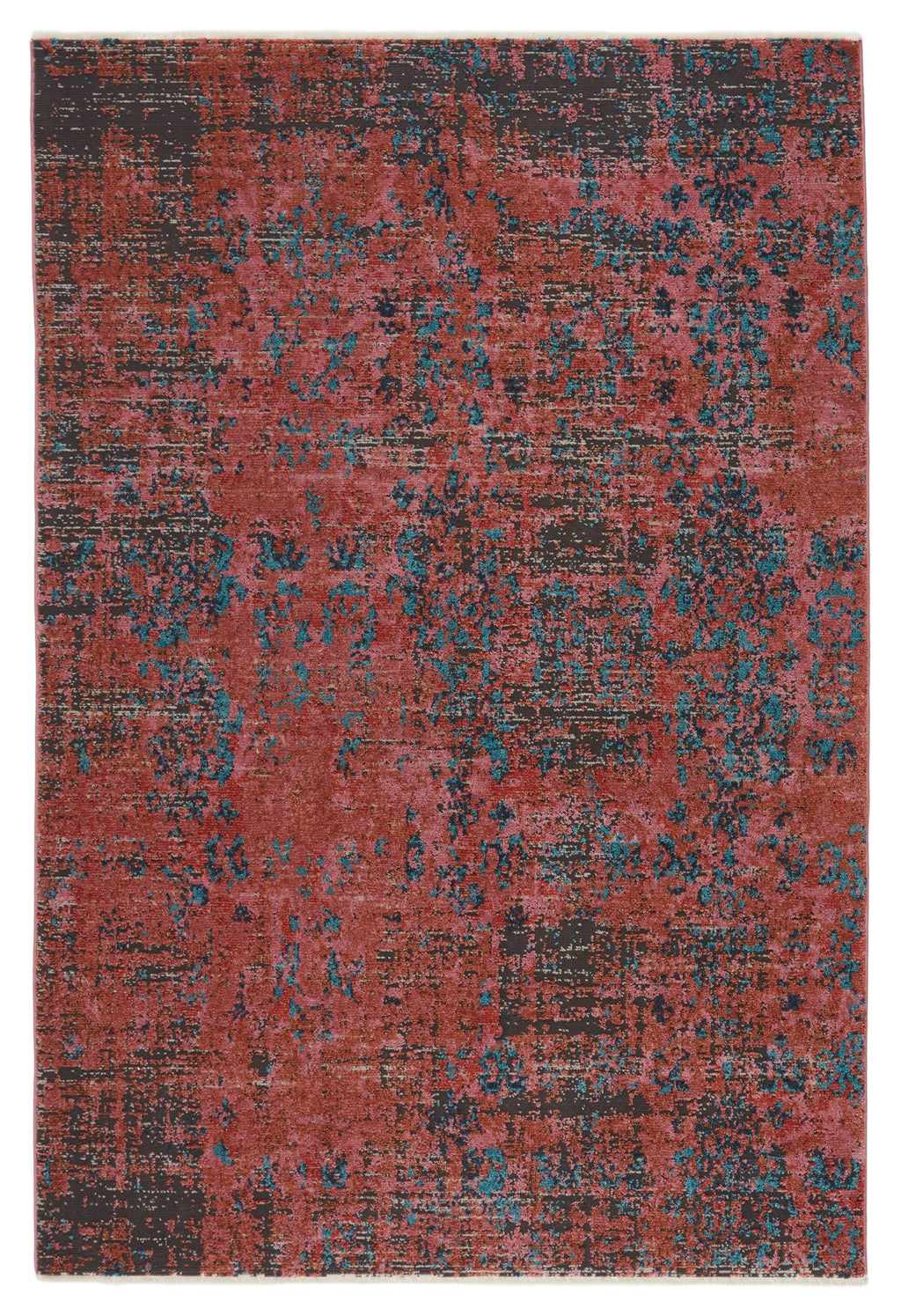 Ezlyn Abstract Red & Teal Area Rug