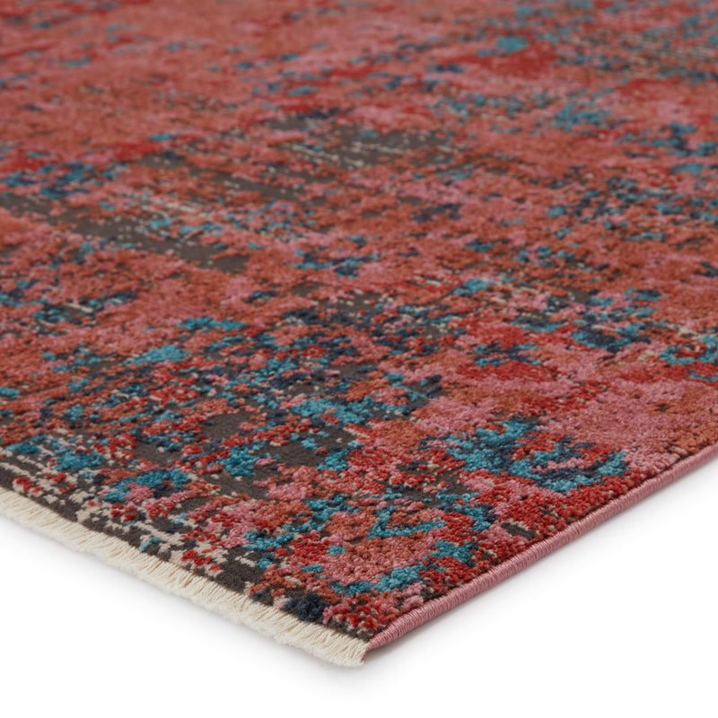 Ezlyn Abstract Red & Teal Area Rug