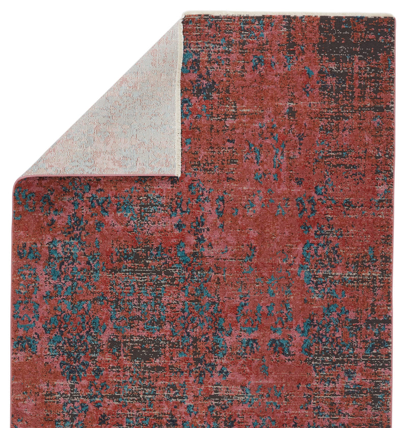 Ezlyn Abstract Red & Teal Area Rug