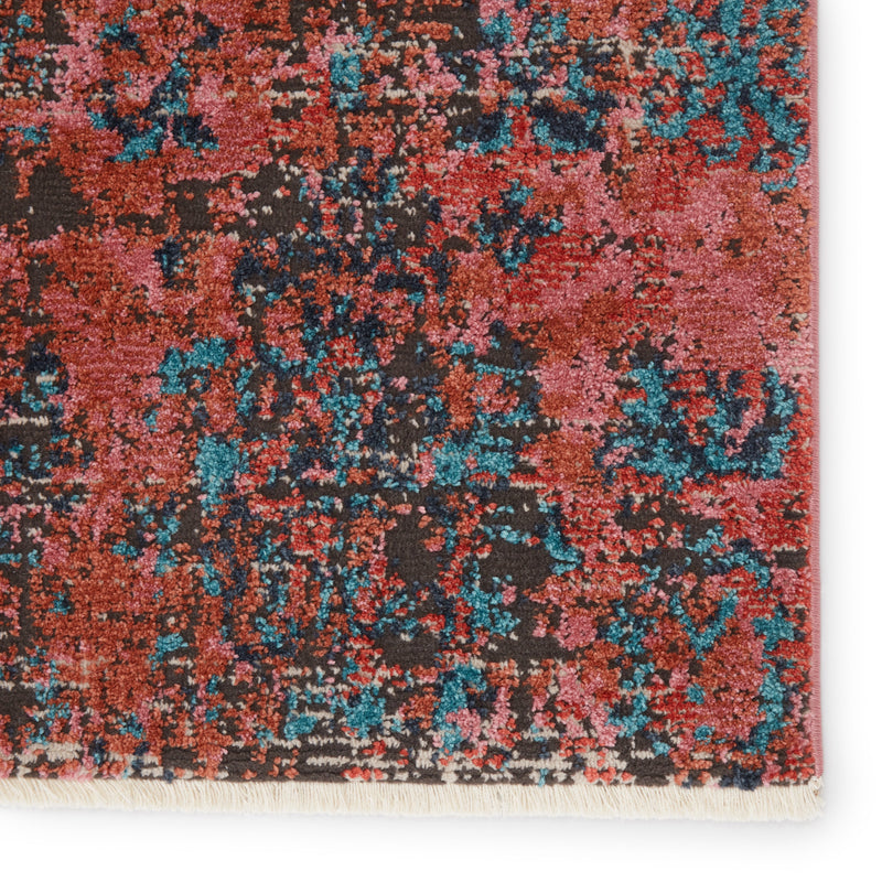 Ezlyn Abstract Red & Teal Area Rug