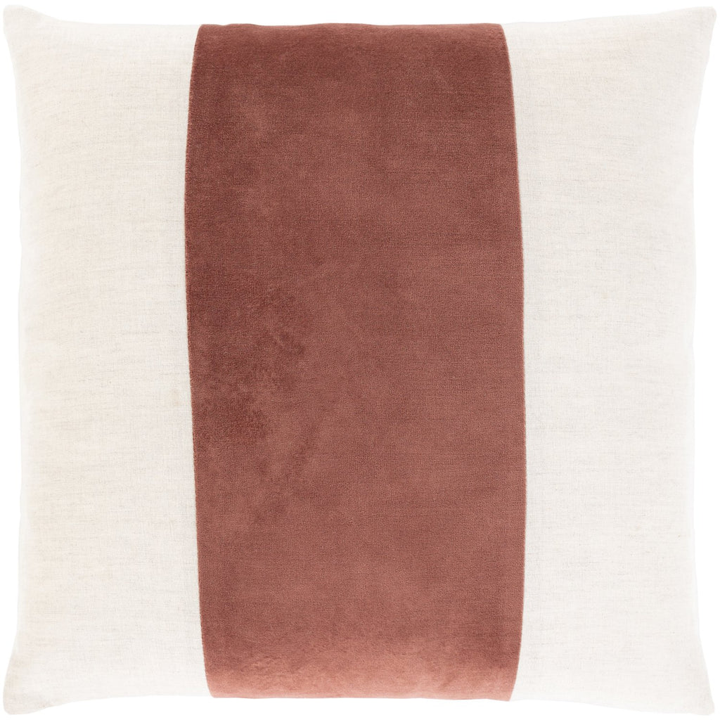 Moza MZA-005 Velvet Pillow in Dark Brown & Ivory by Surya