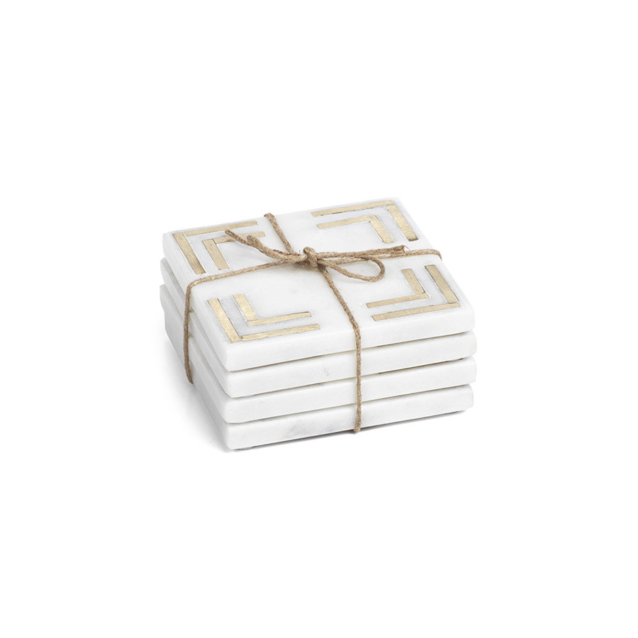 Mannara Square Marble Coasters, Set of 4