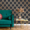 Marrakesh Removable Wallpaper in Midnight and Metallic Gold