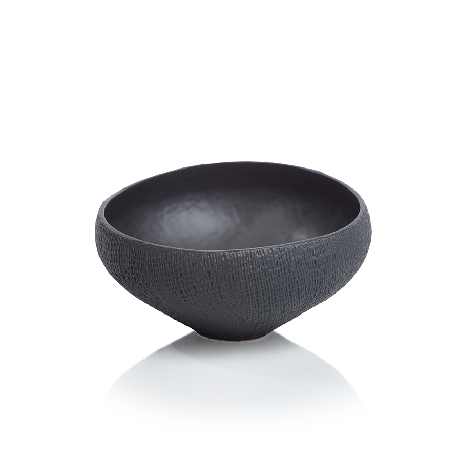 Matana Sand Small Organic Tall Black Ceramic Bowl