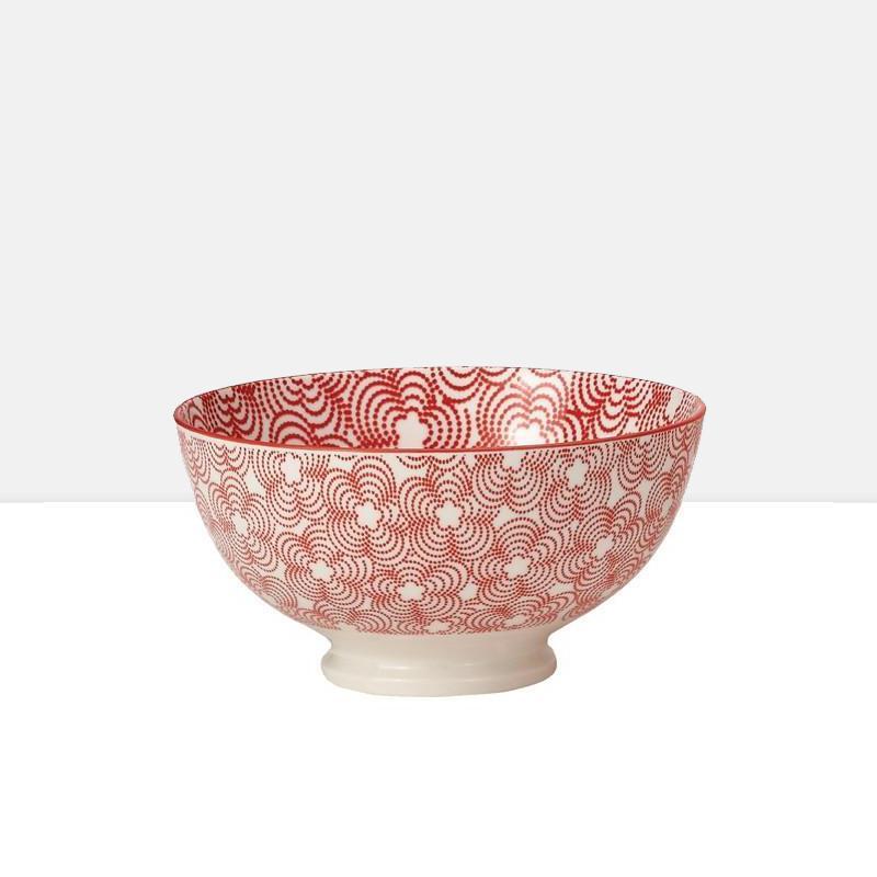 Medium Kiri Porcelain Bowl in Red W/ Red Trim