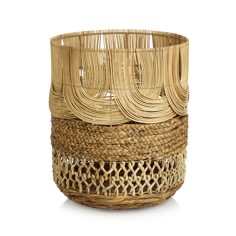 Melaka Multi-Weave Rattan and Water Hyacinth Basket