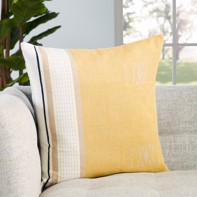 Navida Parvati Down Yellow & Light Taupe Pillow 4