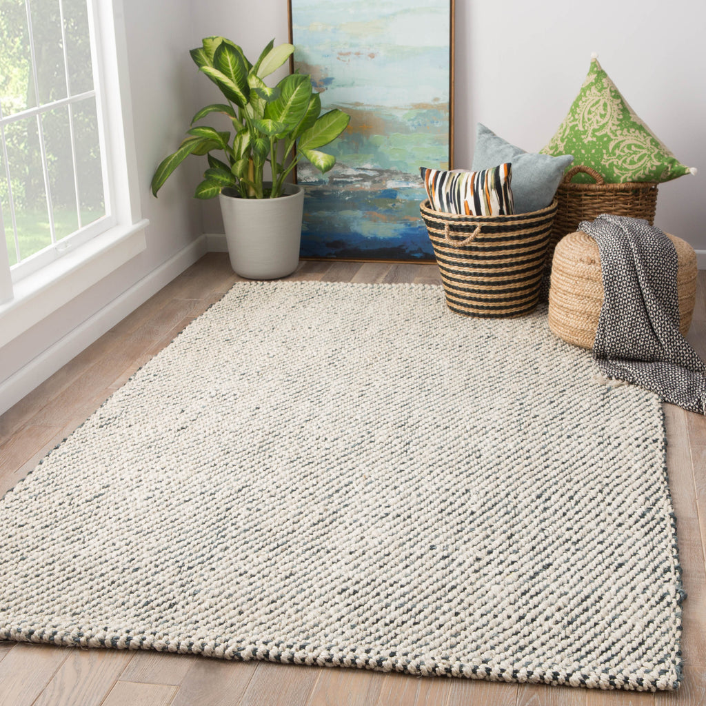 Almand Natural Solid White & Gray Area Rug