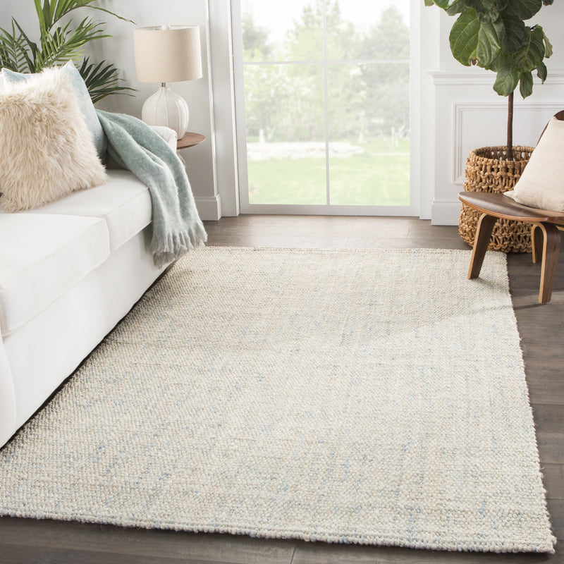 Bluffton Natural Solid Ivory & Blue Area Rug