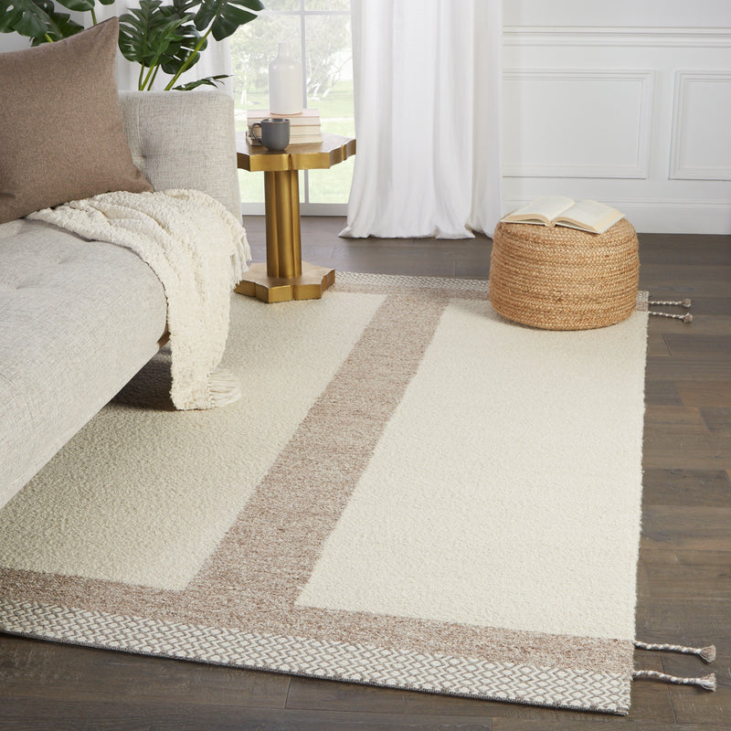 Calva Handmade Geometric Cream & Light Tan Rug