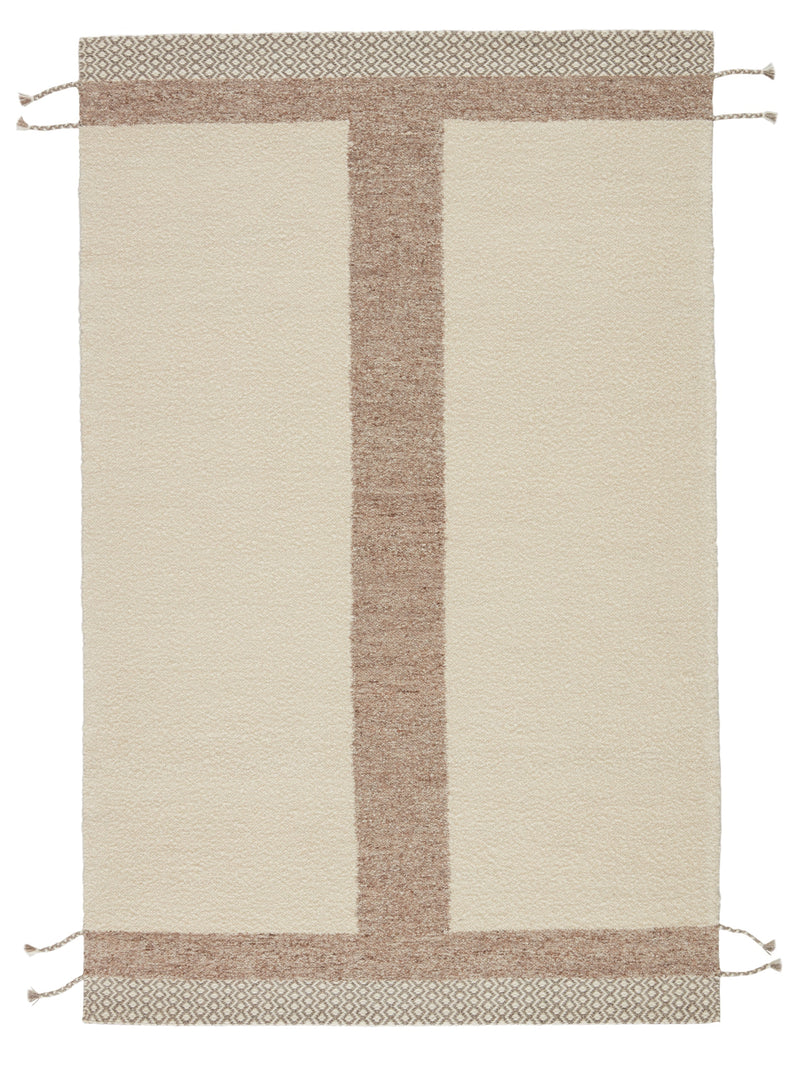 Calva Handmade Geometric Cream & Light Tan Rug