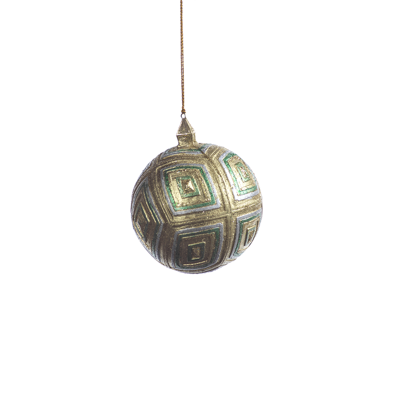 Kite Ball Ornament - Gold & Green, in Various Sizes