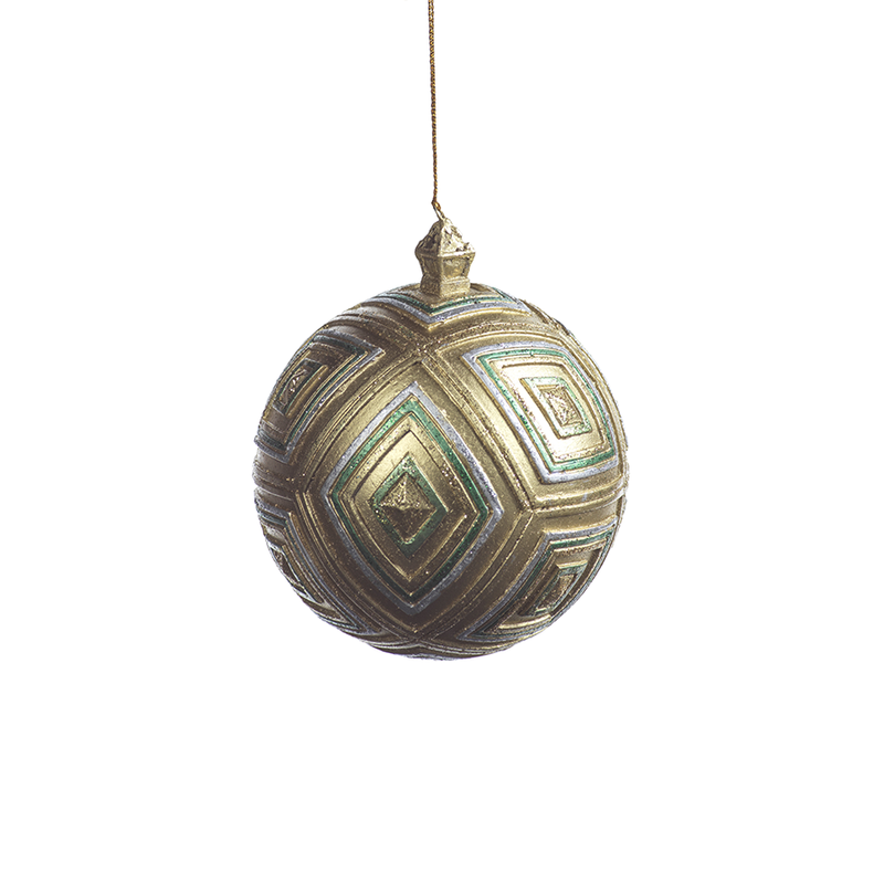 Kite Ball Ornament - Gold & Green, in Various Sizes