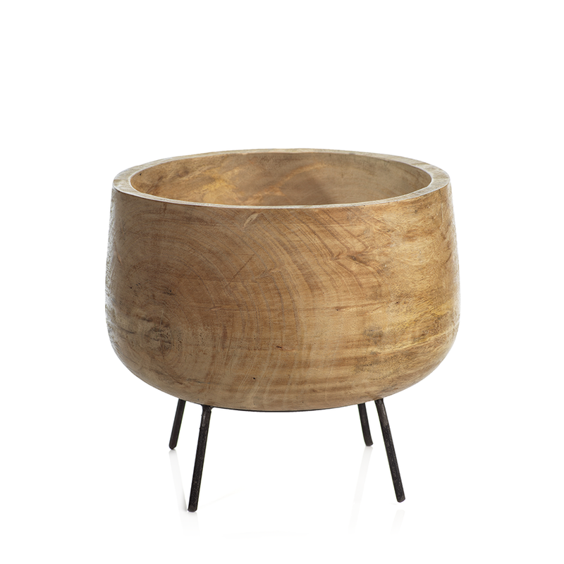 Mango Wood Bowl with Metal Stand