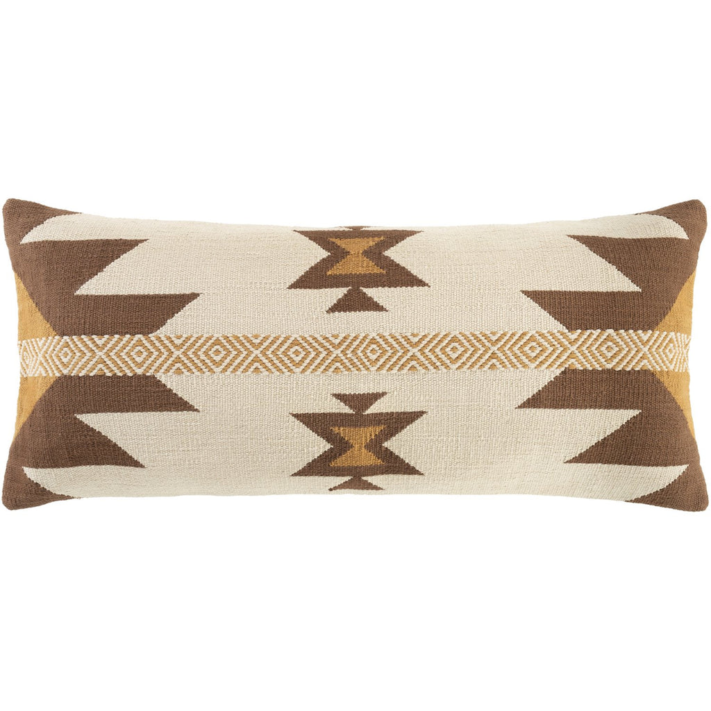 Andrea NDR-003 Hand Woven Lumbar Pillow in Cream & Dark Brown by Surya