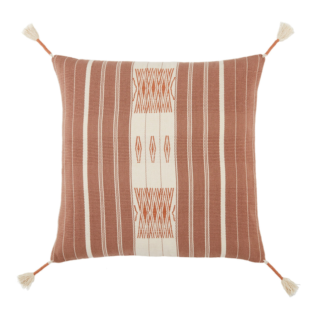 Lipila Hand-Loomed Tribal Pillow in Mauve & Cream