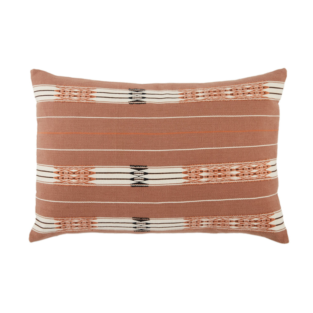 Phek Hand-Loomed Tribal Pillow in Mauve & Cream