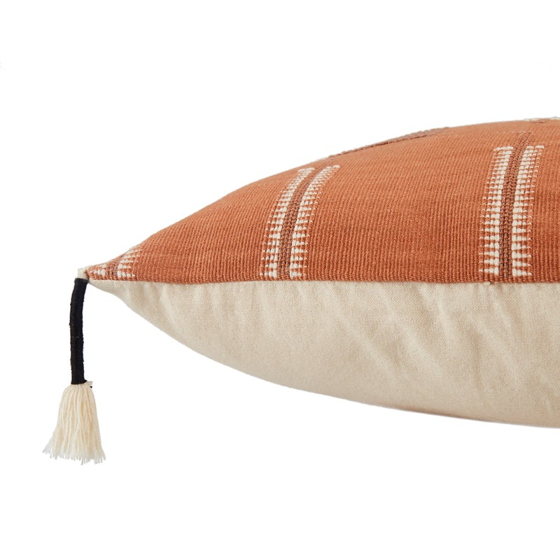 Longwa Hand-Loomed Tribal Pillow in Terracotta & Cream