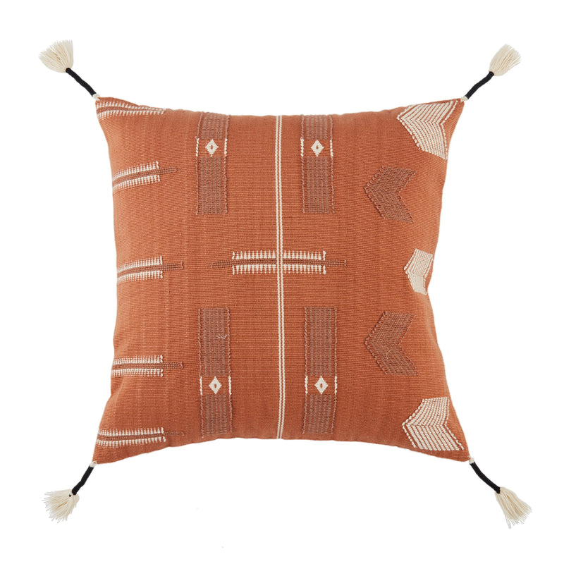 Longwa Hand-Loomed Tribal Pillow in Terracotta & Cream