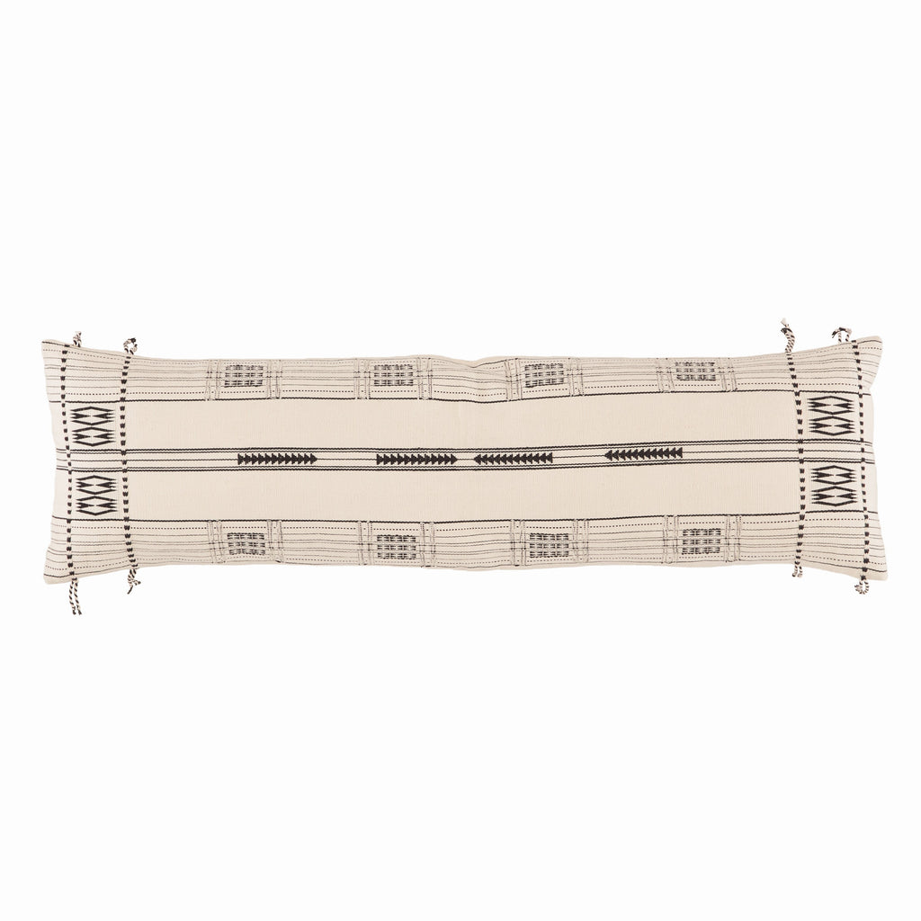 Zeliang Hand-Loomed Tribal Pillow in Cream & Black