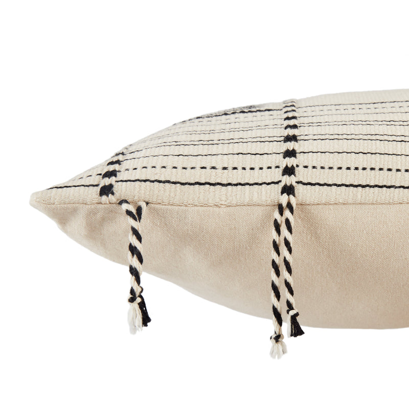 Zeliang Hand-Loomed Tribal Pillow in Cream & Black