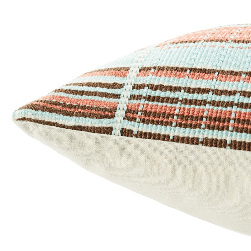 Nagaland Pillow Rengma Sky Blue & Coral Pillow 3