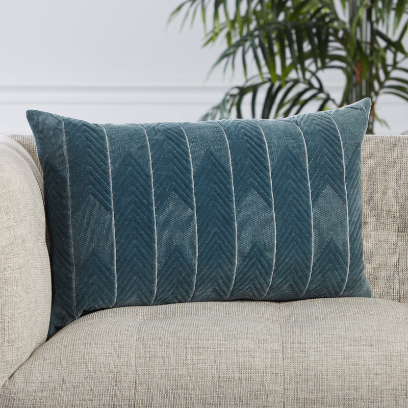 Bourdelle Chevron Pillow in Blue by Jaipur Living