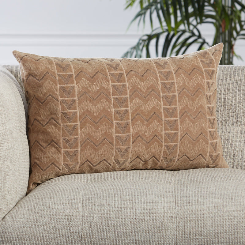 Janco Chevron Pillow in Beige & Gray by Jaipur Living