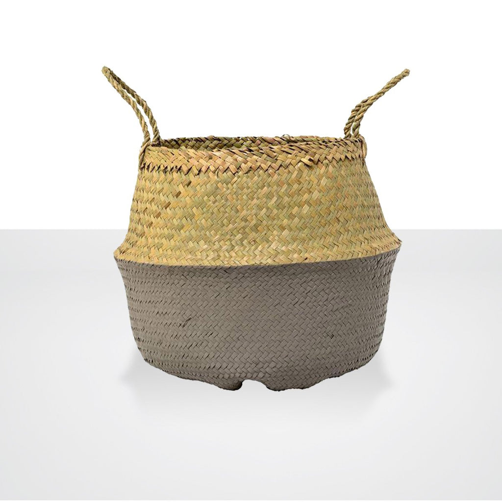 Natural & Grey Seagrass Basket with Handles