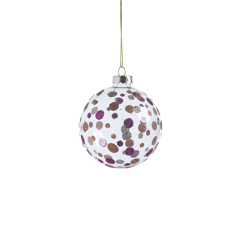 Neve Glittered Polka Dot Holiday Ball Ornament