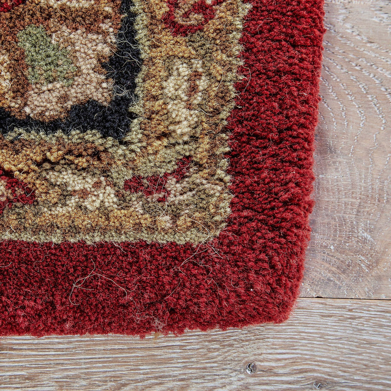 Anthea Handmade Floral Red & Black Area Rug