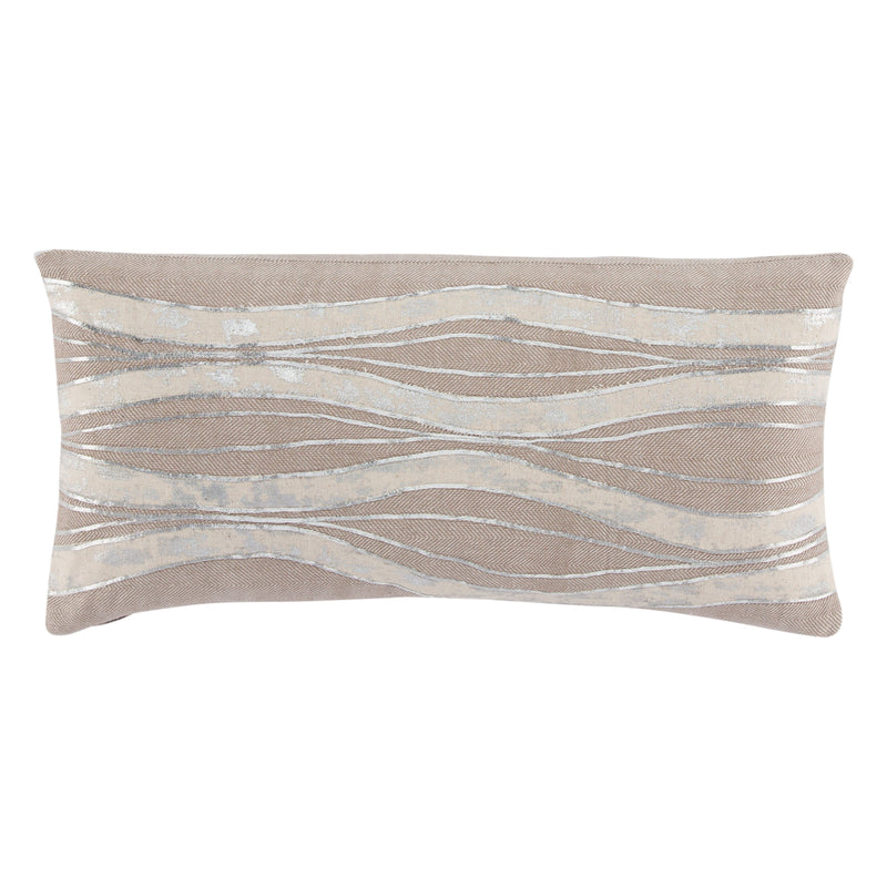 Fortuna Taupe/ Ivory Stripe Poly Throw Pillow