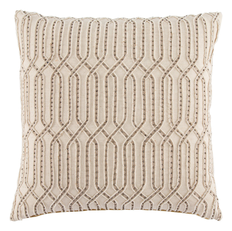 Pisano Ivory & Tan Trellis Throw Pillow