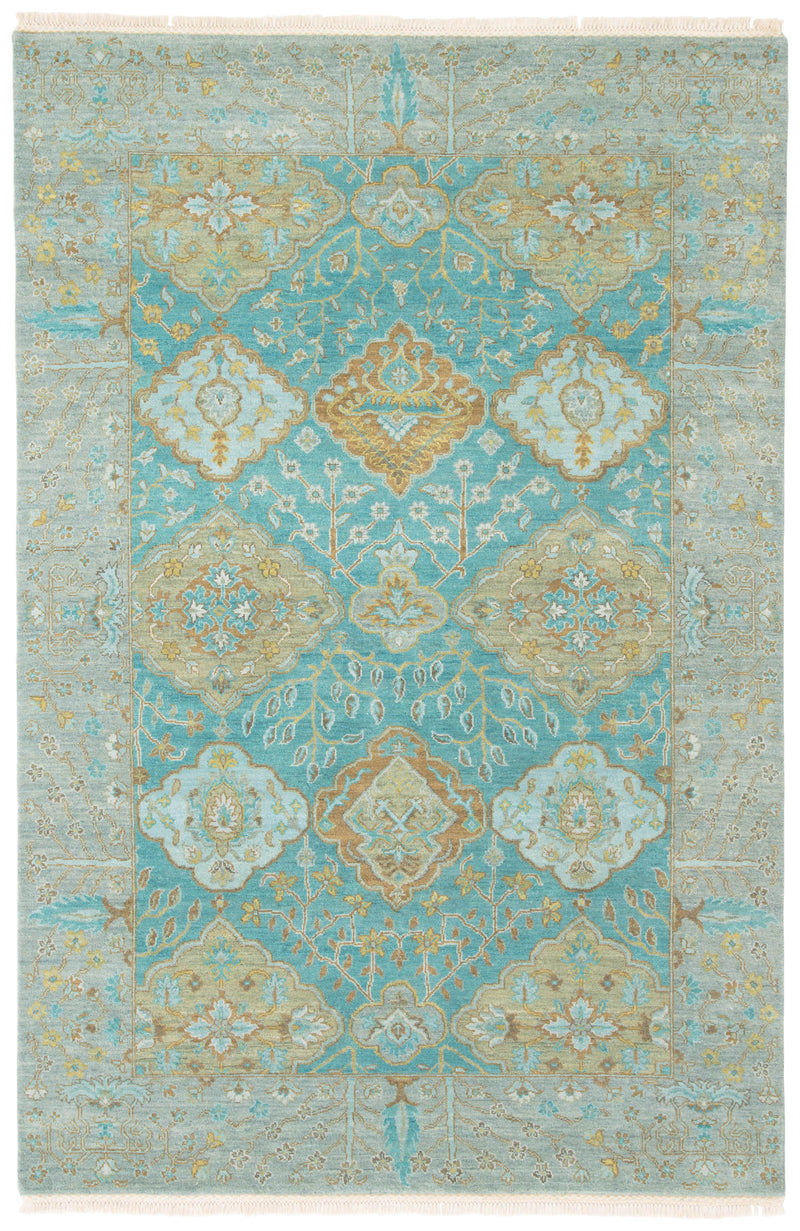 Opus Allegro Hand Knotted Teal & Green Rug 1