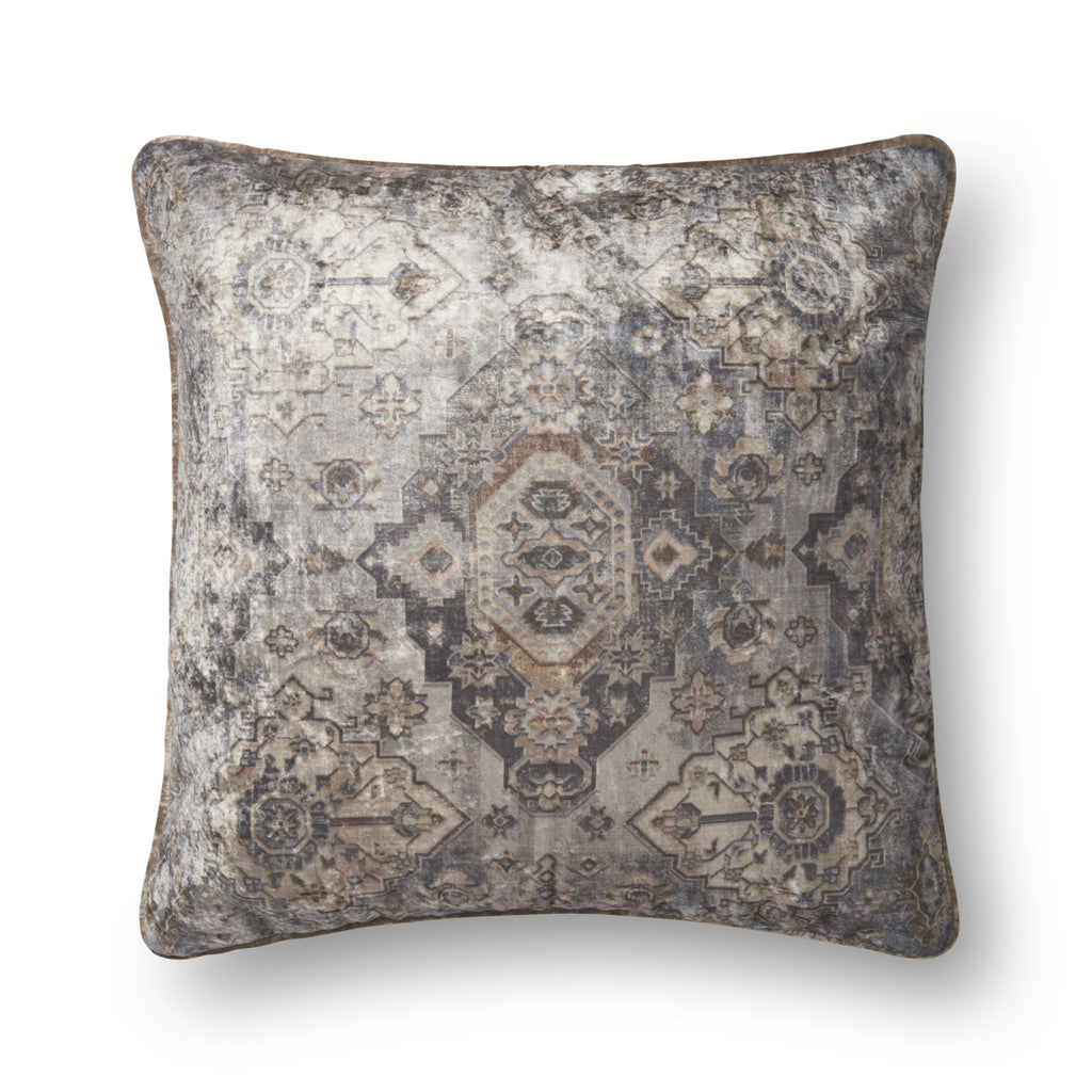 Grey Antique Rug Design Pillow