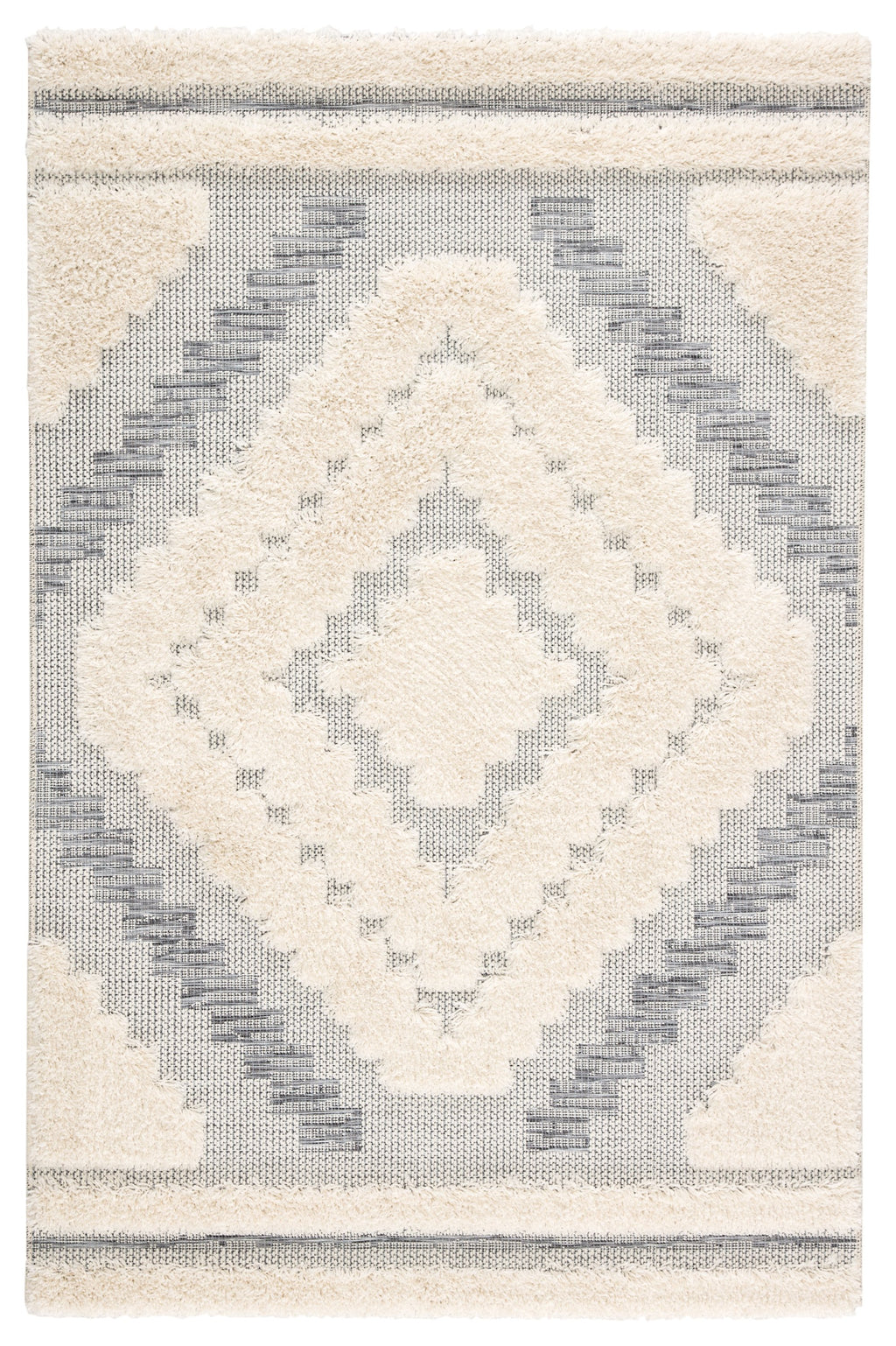 Sani Indoor/ Outdoor Geometric Gray & Cream Area Rug