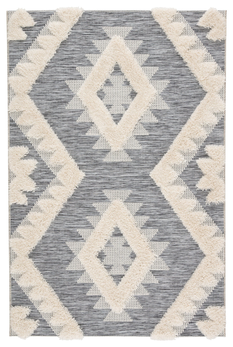 Makaya Indoor/ Outdoor Geometric Gray & Cream Area Rug