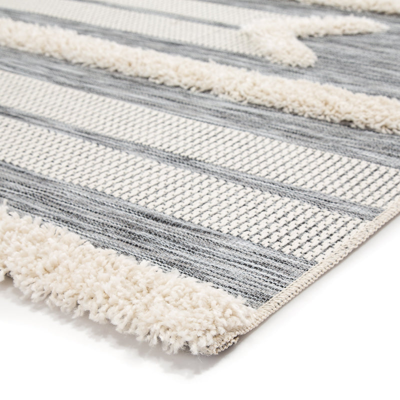 Hanai Indoor/ Outdoor Tribal Gray & Cream Area Rug