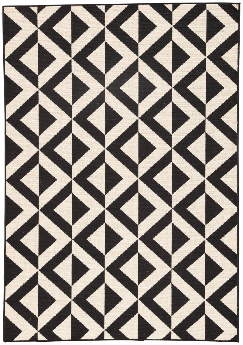 Marquise Indoor/ Outdoor Geometric Black & Cream Area Rug