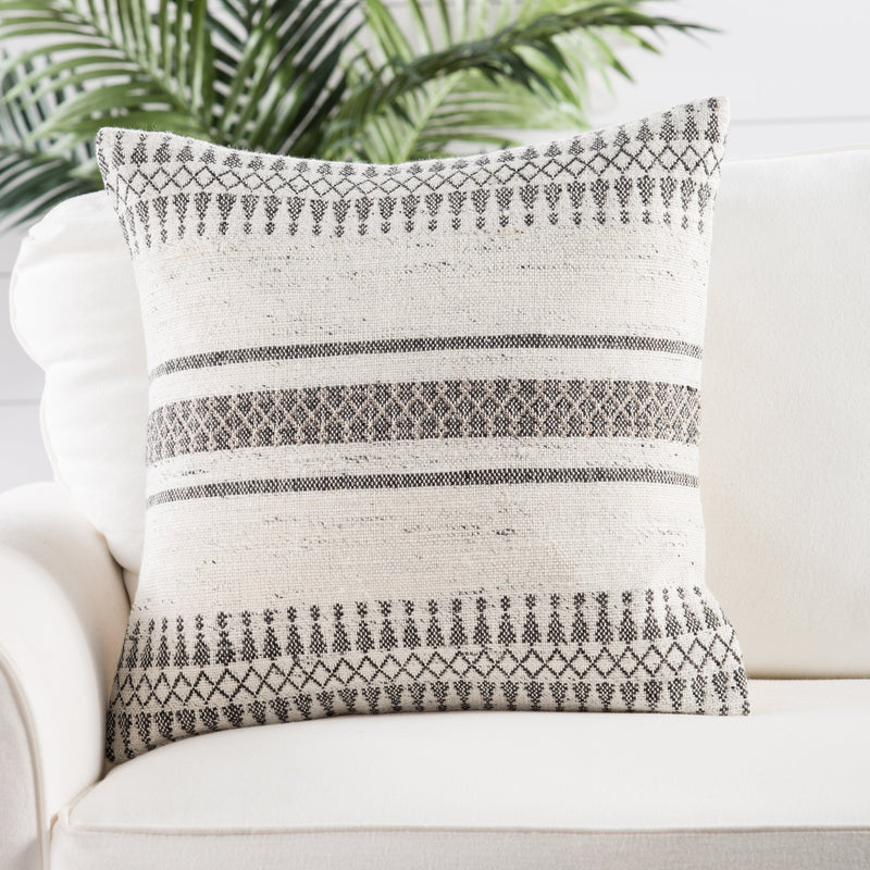 Prescott Gray & Ivory Geometric Throw Pillow