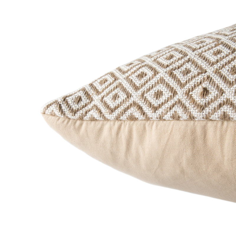 Estes White & Beige Geometric Throw Pillow