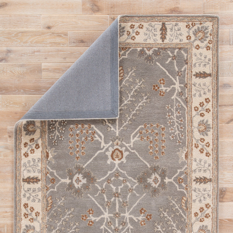 Chambery Floral Rug in Charcoal Gray & Rainy Day design by Jaipur Living