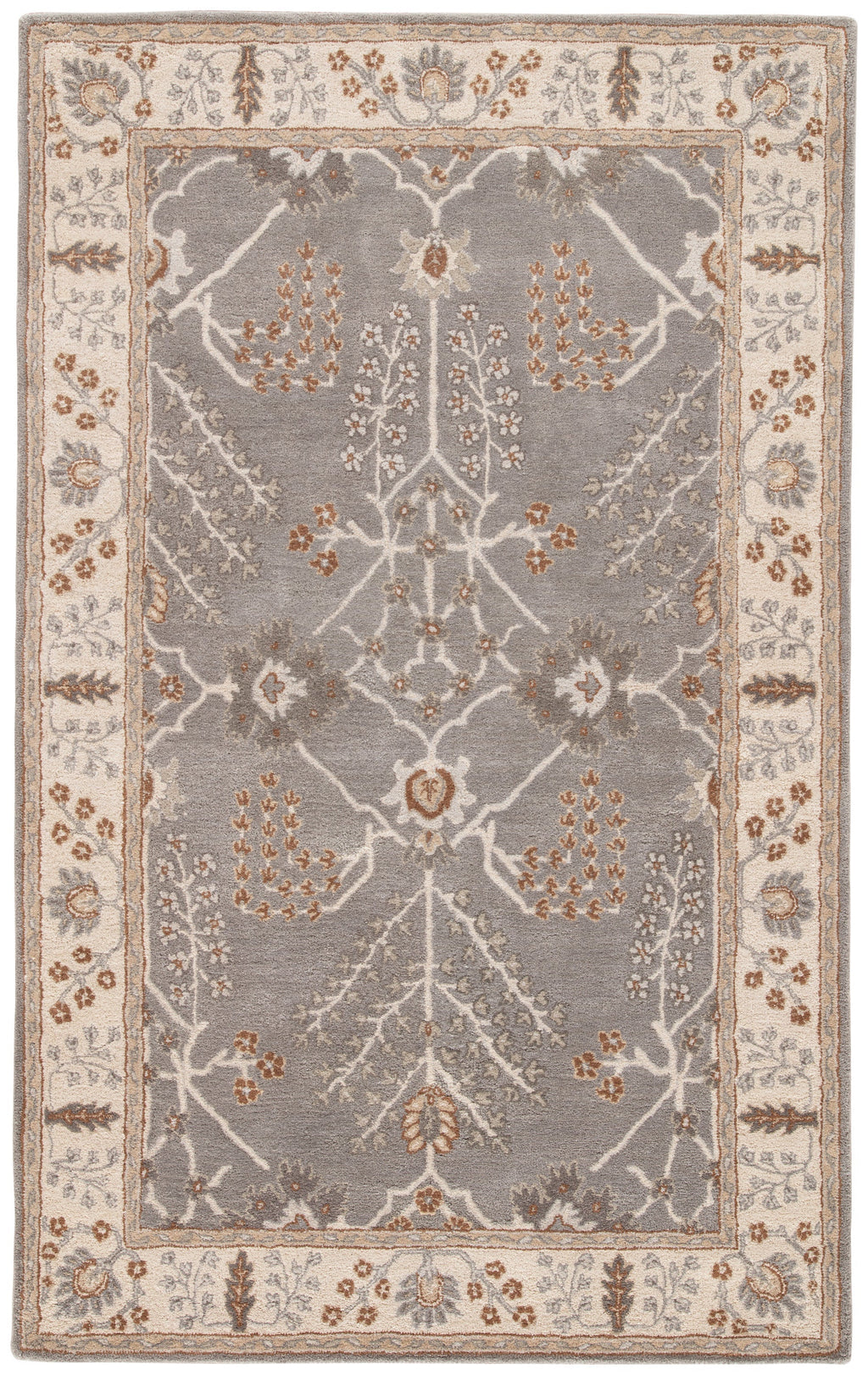 Chambery Floral Rug in Charcoal Gray & Rainy Day design by Jaipur Living