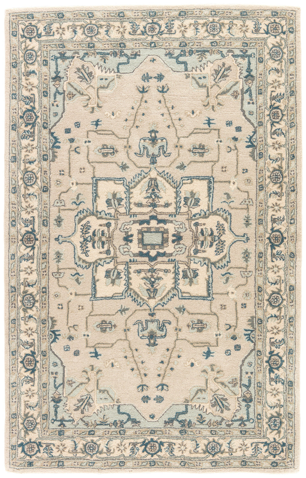 Durango Handmade Medallion Light Gray & Indigo Area Rug